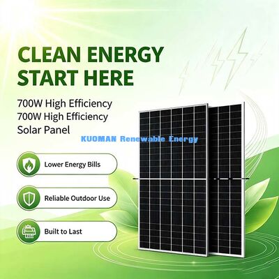 แผงโซลาร์เซลล์ชนิดโมโนคริสตัลไลน์ 700W สำหรับใช้งานกลางแจ้ง ช่วงอุณหภูมิ -40~+85°C