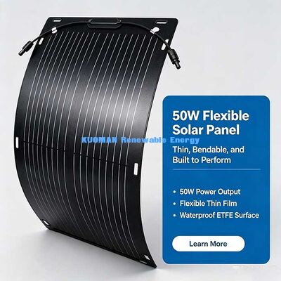 50W ปานล์พลังแสงอาทิตย์ที่สามารถบิดได้ 360 องศา ชุดพลังแสงอาทิตย์ที่สามารถพับได้จากใยคาร์บอน สําหรับ RV, Yacht, Balcony & Camping