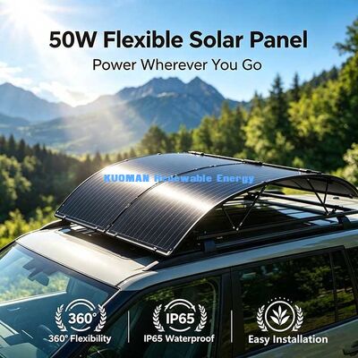 50W ปานล์พลังแสงอาทิตย์ที่สามารถบิดได้ 360 องศา ชุดพลังแสงอาทิตย์ที่สามารถพับได้จากใยคาร์บอน สําหรับ RV, Yacht, Balcony & Camping