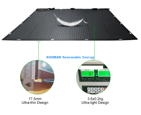 แพเนลพลังแสงอาทิตย์ยืดหยุ่น 200W โมดูลพลังแสงอาทิตย์ปรับปรุงความประสิทธิภาพสูง 23% สําหรับ RV Boat Yacht