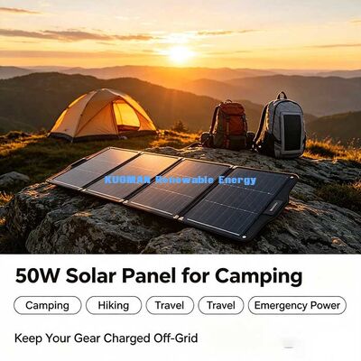 แพเนลพลังแสงอาทิตย์แบบพับพก 50W ชาร์จพลังแสงอาทิตย์หลายอุปกรณ์สําหรับการถ่ายภาพแคมป์
