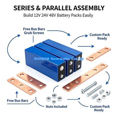 3.2V 100Ah CATL Prismatic LiFePO4 Battery Cell, Free Connecting Busbars, Lithium Cell สําหรับการผลิตแบตเตอรี่ 12V 24V 48V
