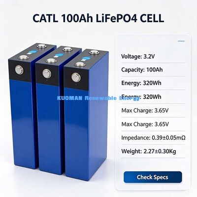 เซลล์แบตเตอรี่แบบพริสมาติก LiFePO4 ขนาด 300Ah 3.2V เซลล์ลิธีียม 320Wh สําหรับระบบเก็บพลังงานไฟฟ้า