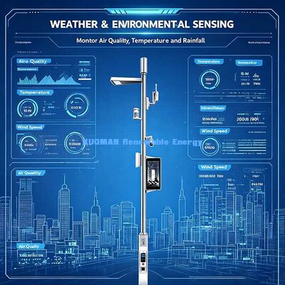 Smart IoT Street Light Pole, Remote Dimmable LED Smart Pole for Park, Plaza & Highway การสว่างที่ฉลาด