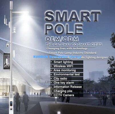 Smart IoT Street Light Pole, Remote Dimmable LED Smart Pole for Park, Plaza & Highway การสว่างที่ฉลาด