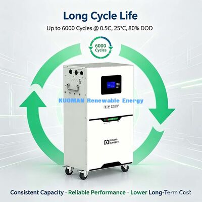 แบตเตอรี่ลิเธียม 51.2V 100Ah 5.12kWh, ประสิทธิภาพการไปกลับ 98% สำหรับการกักเก็บพลังงานแสงอาทิตย์