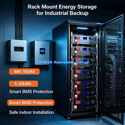 แบตเตอรี่ LiFePO4 แบบติดตั้งบนแร็คโดยตรง 48V 100Ah สำหรับระบบตู้โซลาร์เซลล์เชิงพาณิชย์และที่พักอาศัย