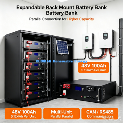 ตู้แบตเตอรี่ลิเธียมไอออนฟอสเฟต 3U Rack-Mount CAN RS485 สำหรับตู้โซลาร์อินเวอร์เตอร์ไฮบริด