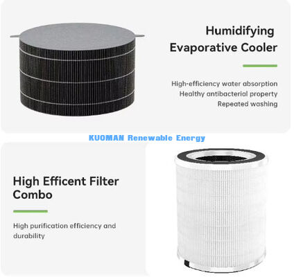 Evaporative No Fog Humidifying Air Purifier, 760m³/h CADR, 5L Water Tank, Quiet Sleep Mode Home